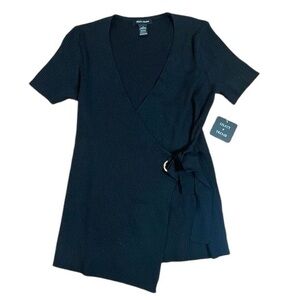 New Select + Trend Black faux wrap sweater